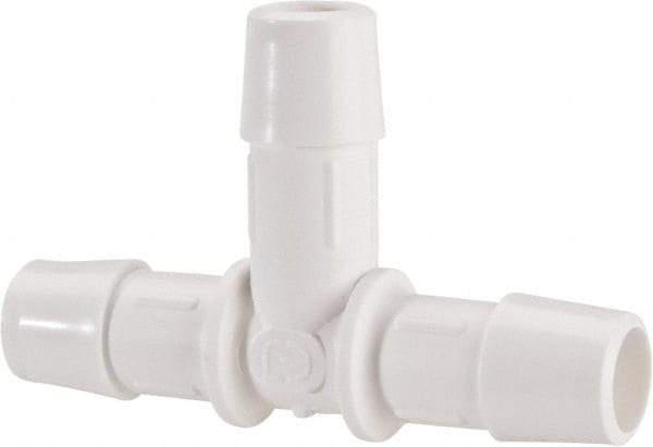 Made in USA - 1/2" Barb, Polypropylene Single Barbed Tube Tee - White - Exact Industrial Supply