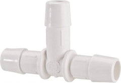 Made in USA - 1/2" Barb, Polypropylene Single Barbed Tube Tee - White - Exact Industrial Supply