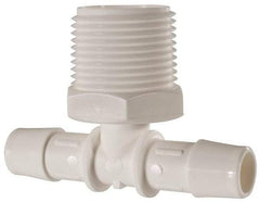 Made in USA - 1/2" Barb, 1/2, Polypropylene Single Barbed Tube Branch Tee - White, Male - Exact Industrial Supply