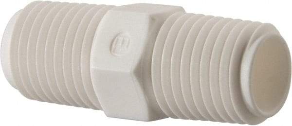Made in USA - 1/4 NPT Polypropylene Threaded Tube Fitting - White - Exact Industrial Supply