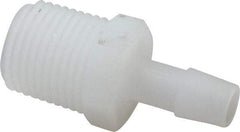 Made in USA - 3/8" Barb, 3/8, Kynar Single Barbed Tube Adapter - Natural, Male - Exact Industrial Supply