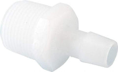 Made in USA - 1/2" Barb, 1/2, Kynar Single Barbed Tube Adapter - Natural, Male - Exact Industrial Supply