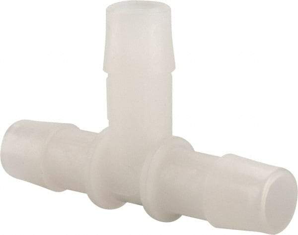 Made in USA - 1/2" Barb, Kynar Single Barbed Tube Tee - Natural - Exact Industrial Supply