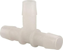 Made in USA - 1/2" Barb, Kynar Single Barbed Tube Tee - Natural - Exact Industrial Supply