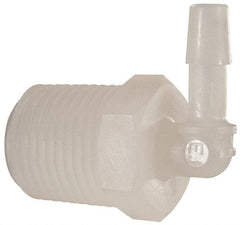 Made in USA - 1/4" Barb, 1/4, Kynar Single Barbed Tube Elbow - Natural, Male - Exact Industrial Supply