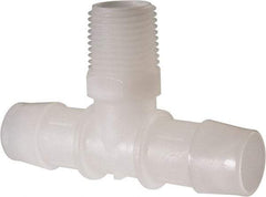 Made in USA - 3/4" Barb, 3/4, Kynar Single Barbed Tube Branch Tee - Natural, Male - Exact Industrial Supply