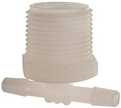 Made in USA - 1/4" Barb, 1/4, Kynar Single Barbed Tube Branch Tee - Natural, Male - Exact Industrial Supply