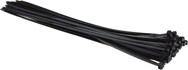 Thomas & Betts - 24" Long Black Nylon Standard Cable Tie - 175 Lb Tensile Strength, 2.15mm Thick, 7.2" Max Bundle Diam - Exact Industrial Supply