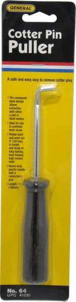General - 7-1/2" OAL Carbon Steel Cotter Pin Puller Awl - Plastic Handle - Exact Industrial Supply