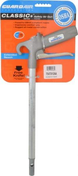 Guardair - 120 Max psi Safety Extension Tube Pistol Grip Blow Gun - 1/4 NPT, 12" Tube Length, Aluminum - Exact Industrial Supply