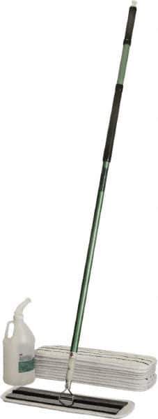 Ability One - 55" Long x 6" Wide Microfiber Dust Flat Mop - Hook & Loop, Green, Looped Head, Launderable - Exact Industrial Supply