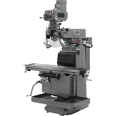 Jet - 12" Table Width x 54" Table Length, Variable Speed Pulley Control, 3 Phase Knee Milling Machine - R8 Spindle Taper, 5 hp - Exact Industrial Supply