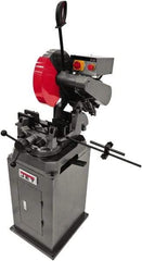 Jet - 13-1/2" Blade Diam, Straight/Miter Chop & Cut-Off Saw - 3 Phase, 3,450 RPM, 5 hp, 230/460 Volts, 4-7/8" Capacity in Solids at 90°, 3-1/8" Capacity in Solids at 45°, 4-1/8" Capacity in Pipe at 45° - Exact Industrial Supply