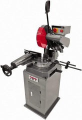 Jet - 11-1/2" Blade Diam, Straight/Miter Chop & Cut-Off Saw - 3 Phase, 3,450 RPM, 5 hp, 230/460 Volts, 4" Capacity in Pipe at 90°, 3-1/2" Capacity in Solids at 45° - Exact Industrial Supply