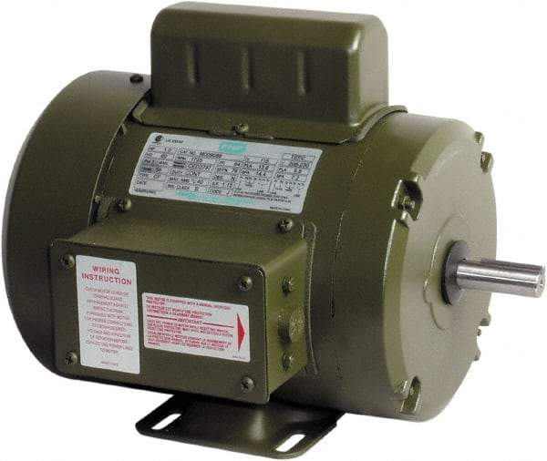 Leeson - 1 Max hp, 1,800 Max RPM, Capacitor Start Electric AC DC Motor - 115-208/230 V Input, Single Phase, 56 Frame, Rigid Base Mount, TEFC Enclosure - Exact Industrial Supply