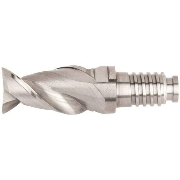 Kennametal - 20mm Mill Diam, 30mm LOC, 68.9mm OAL, 2 Flute Square End Mill Head - Duo-Lock 20 Connection, Solid Carbide, Uncoated, Right Hand Flute, Spiral Flute, Centercutting, 45° Helix, Series ABDF - Exact Industrial Supply