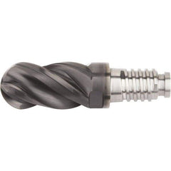 Kennametal - 0.3937" Mill Diam, 15mm LOC, Solid Carbide Ball End Mill Head - Spiral Flute, Right Hand Cut, 39° Helix, 4 Flutes, AlTiN Finish - Exact Industrial Supply