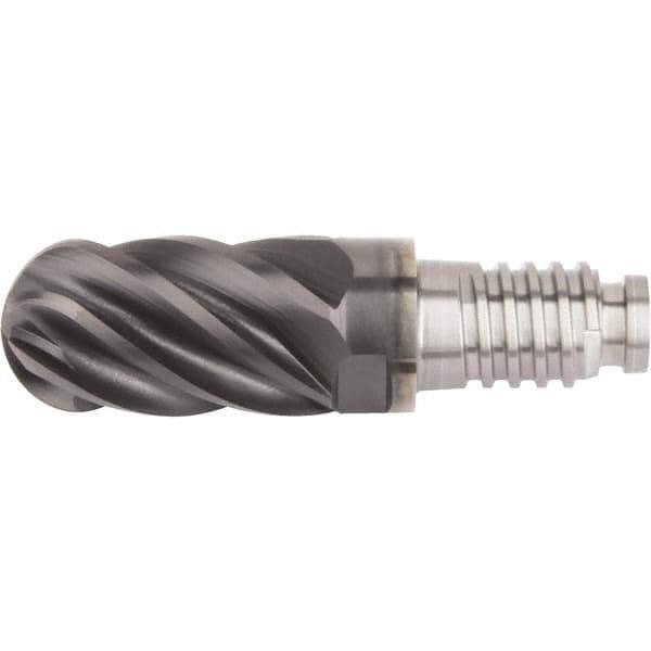 Kennametal - 0.3937" Mill Diam, 15mm LOC, Solid Carbide Ball End Mill Head - Spiral Flute, Right Hand Cut, 39° Helix, 6 Flutes, AlTiN Finish - Exact Industrial Supply