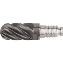 Kennametal - 0.4724" Mill Diam, 18mm LOC, Solid Carbide Ball End Mill Head - Spiral Flute, Right Hand Cut, 39° Helix, 6 Flutes, AlTiN Finish - Exact Industrial Supply