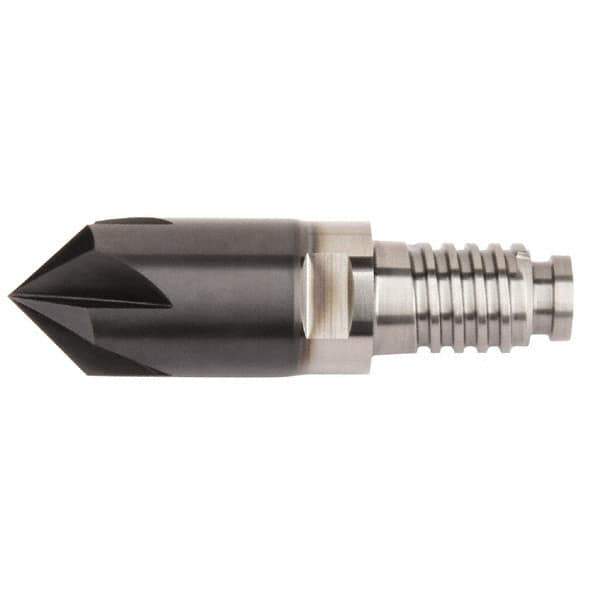 Kennametal - 16mm Diam, 4mm LOC, 6 Flute, 4mm Corner Chamfer End Mill Head - Solid Carbide, AlTiN Finish, Duo-Lock 16 Connection, Spiral Flute, 0° Helix - Exact Industrial Supply