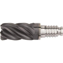 Kennametal - 1/2" Diam, 3/4" LOC, 5 Flute, 0.762mm Corner Radius End Mill Head - Solid Carbide, AlTiN Finish, Duo-Lock 12 Connection, Spiral Flute, 37 & 39° Helix - Exact Industrial Supply