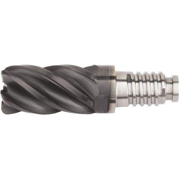 Kennametal - 10mm Diam, 15mm LOC, 5 Flute, 1mm Corner Radius End Mill Head - Solid Carbide, AlTiN Finish, Duo-Lock 10 Connection, Spiral Flute, 37 & 39° Helix - Exact Industrial Supply