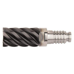 Kennametal - 12mm Diam, 18mm LOC, 6 Flute, 0.75mm Corner Radius End Mill Head - Solid Carbide, AlTiN Finish, Duo-Lock 12 Connection, Spiral Flute, 45° Helix, Centercutting - Exact Industrial Supply