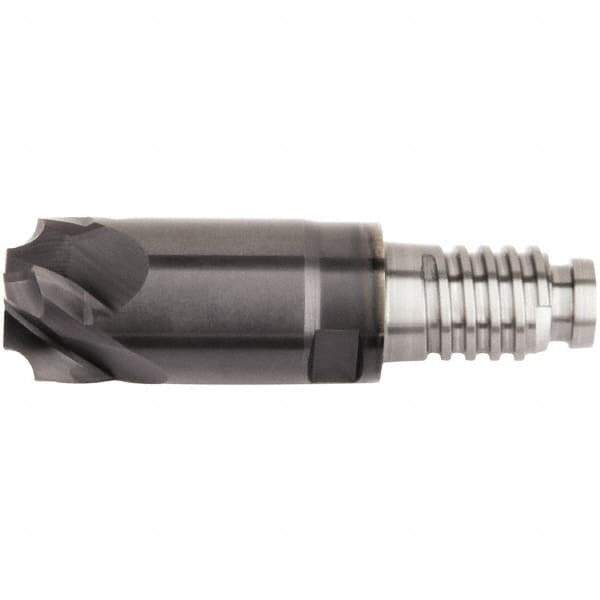 Kennametal - 3/8" Diam, 1-1/2" LOC, 4 Flute, 1.524mm Corner Radius End Mill Head - Solid Carbide, AlTiN Finish, Duo-Lock 10 Connection, Spiral Flute, 0° Helix - Exact Industrial Supply
