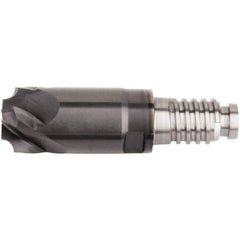 Kennametal - 12mm Diam, 3mm LOC, 5 Flute, 3mm Corner Radius End Mill Head - Solid Carbide, AlTiN Finish, Duo-Lock 12 Connection, Spiral Flute, 0° Helix - Exact Industrial Supply