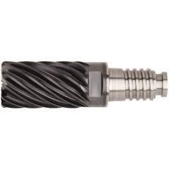 Kennametal - 12mm Diam, 18mm LOC, 9 Flute, 0.5mm Corner Radius End Mill Head - Solid Carbide, AlTiN Finish, Duo-Lock 12 Connection, Spiral Flute, 36° Helix - Exact Industrial Supply