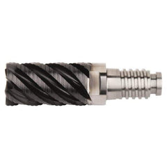 Kennametal - 16mm Diam, 24mm LOC, 6 Flute, 0.75mm Corner Radius End Mill Head - Solid Carbide, AlTiN Finish, Duo-Lock 16 Connection, Spiral Flute, 45° Helix, Centercutting - Exact Industrial Supply