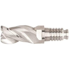 Kennametal - 20mm Diam, 30mm LOC, 3 Flute, 2mm Corner Radius End Mill Head - Solid Carbide, Uncoated, Duo-Lock 20 Connection, Spiral Flute, 38° Helix, Centercutting - Exact Industrial Supply