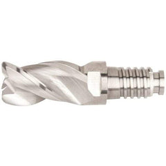 Kennametal - 1" Diam, 1-1/2" LOC, 3 Flute, 0.12" Corner Radius End Mill Head - Solid Carbide, Uncoated, Duo-Lock 25 Connection, Spiral Flute, 38° Helix, Centercutting - Exact Industrial Supply