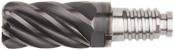Kennametal - 12mm Diam, 18mm LOC, 6 Flute, 0.5mm Corner Radius End Mill Head - Solid Carbide, AlTiN Finish, Duo-Lock 12 Connection, Spiral Flute, 37 & 39° Helix, Centercutting - Exact Industrial Supply