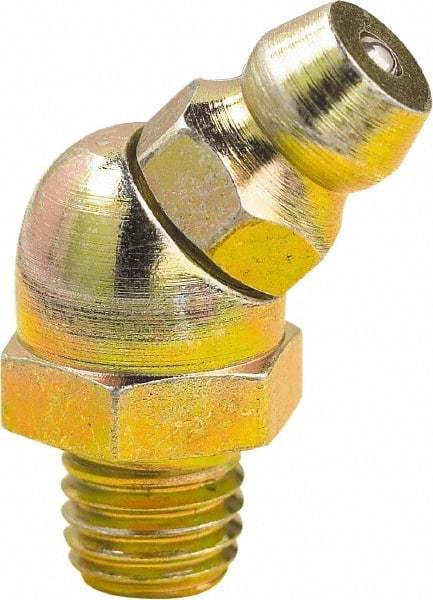 lumax - 45° Head Angle, 1/4-28 Taper Steel Taper Thread Grease Fitting - Zinc Plated Finish - Exact Industrial Supply