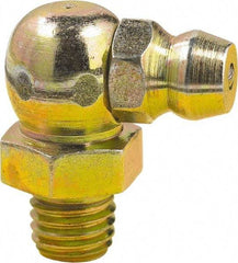 lumax - 90° Head Angle, 1/4-28 Taper Steel Taper Thread Grease Fitting - Zinc Plated Finish - Exact Industrial Supply