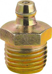 lumax - 0° Head Angle, 1/4 PTF Steel Taper Thread Grease Fitting - Zinc Plated Finish - Exact Industrial Supply