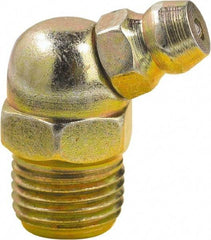 lumax - 45° Head Angle, 1/8 PTF Steel Taper Thread Grease Fitting - Zinc Plated Finish - Exact Industrial Supply