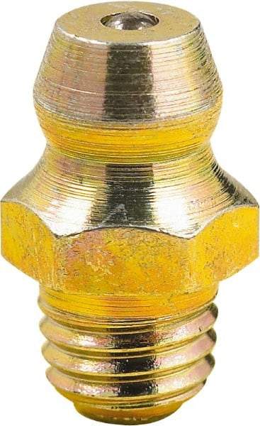 lumax - 0° Head Angle, M6x1 Metric Steel Taper Thread Grease Fitting - Zinc Plated Finish - Exact Industrial Supply