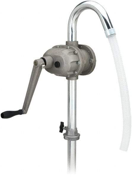 lumax - Oil Lubrication 0.25 Gal/Turn Flow Aluminum & Steel Rotary Hand Pump - For 15 to 55 Gal Container - Exact Industrial Supply