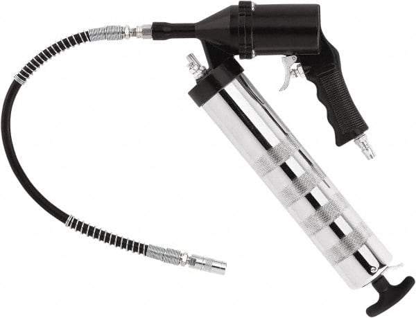 lumax - 6,000 Max psi, Rigid Air-Operated Grease Gun - 14 oz Capacity, 1/8 Thread Outlet, 28 Strokes per oz, 3-Way Fill - Exact Industrial Supply