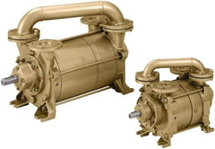 DEKKER Vacuum Technologies - 28.7 Hg Max, 1-1/2" ANSI 150# RF Flanged Inlet & Discharge, Two Stage Liquid Ring Vaccum Pump - 15 CFM, 2 hp, Cast Iron Housing, Bronze Impeller, 3,500 RPM, 230/460 Volts - Exact Industrial Supply