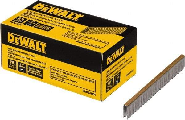 DeWALT - 9/16" Long x 0.0375" Wide, 20 Gauge Crowned Construction Staple - Steel, Galvanized Finish - Exact Industrial Supply