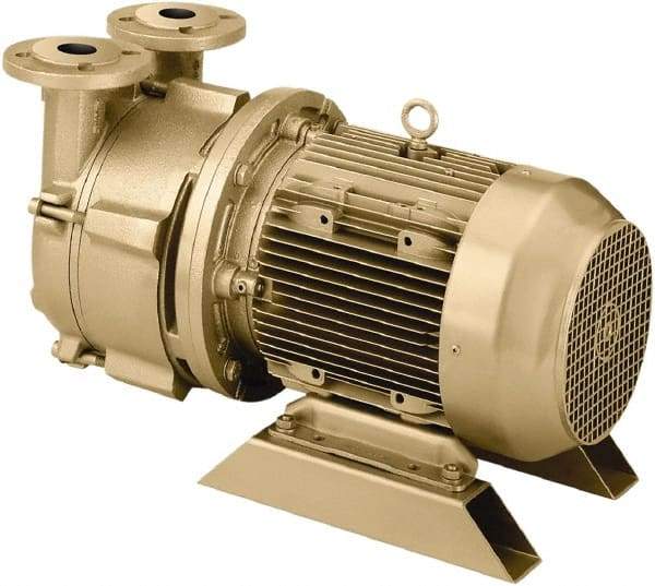 DEKKER Vacuum Technologies - 28.5 Hg Max, 3/8" FNPT Inlet & Discharge, Single Stage Liquid Ring Vaccum Pump - 6 CFM, 0.75 hp, Bronze Housing, Bronze Impeller, 3,500 RPM, 230/460 Volts - Exact Industrial Supply