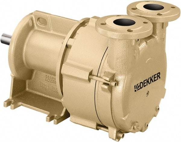 DEKKER Vacuum Technologies - 29 Hg Max, 1-1/2" ANSI 150# RF Flanged Inlet & Discharge, Single Stage Liquid Ring Vaccum Pump - 200 CFM, 15 hp, Cast Iron Housing, 316 Stainless Steel Impeller, 1,750 RPM, 230/460 Volts - Exact Industrial Supply
