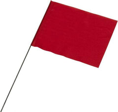 Ability One - 4" High x 5" Wide, Red PVC Marking Flag - 21" Overall Height - Exact Industrial Supply