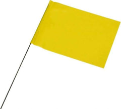 Ability One - 4" High x 5" Wide, Yellow PVC Marking Flag - 21" Overall Height - Exact Industrial Supply