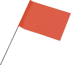 Ability One - 4" High x 5" Wide, Fluorescent Orange PVC Marking Flag - 21" Overall Height - Exact Industrial Supply