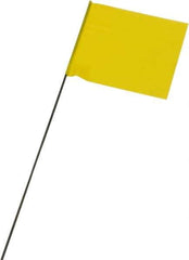 Ability One - 3" High x 3-1/2" Wide, Yellow PVC Marking Flag - 15" Overall Height - Exact Industrial Supply