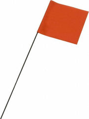 Ability One - 3" High x 3-1/2" Wide, Orange PVC Marking Flag - 21" Overall Height - Exact Industrial Supply